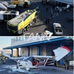 برخورد هواپیمای سبک با ساختمان جانبی فرودگاه