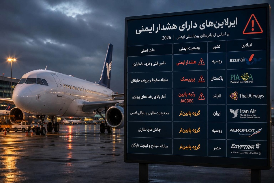 ◄ بدترین و ناایمن ترین ایرلاین های جهان در ۲۰۲۶؛ ایران ایر در فهرست هشدار ایمنی